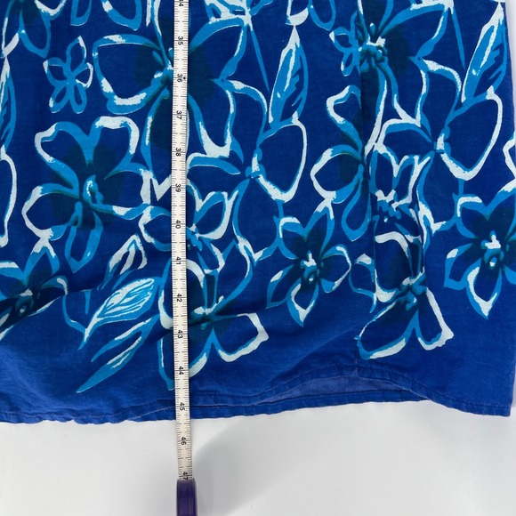 Lounges Floral Print Short Sleeve Button Front Midi Dress Blue Green Women's - Picture 7 of 7